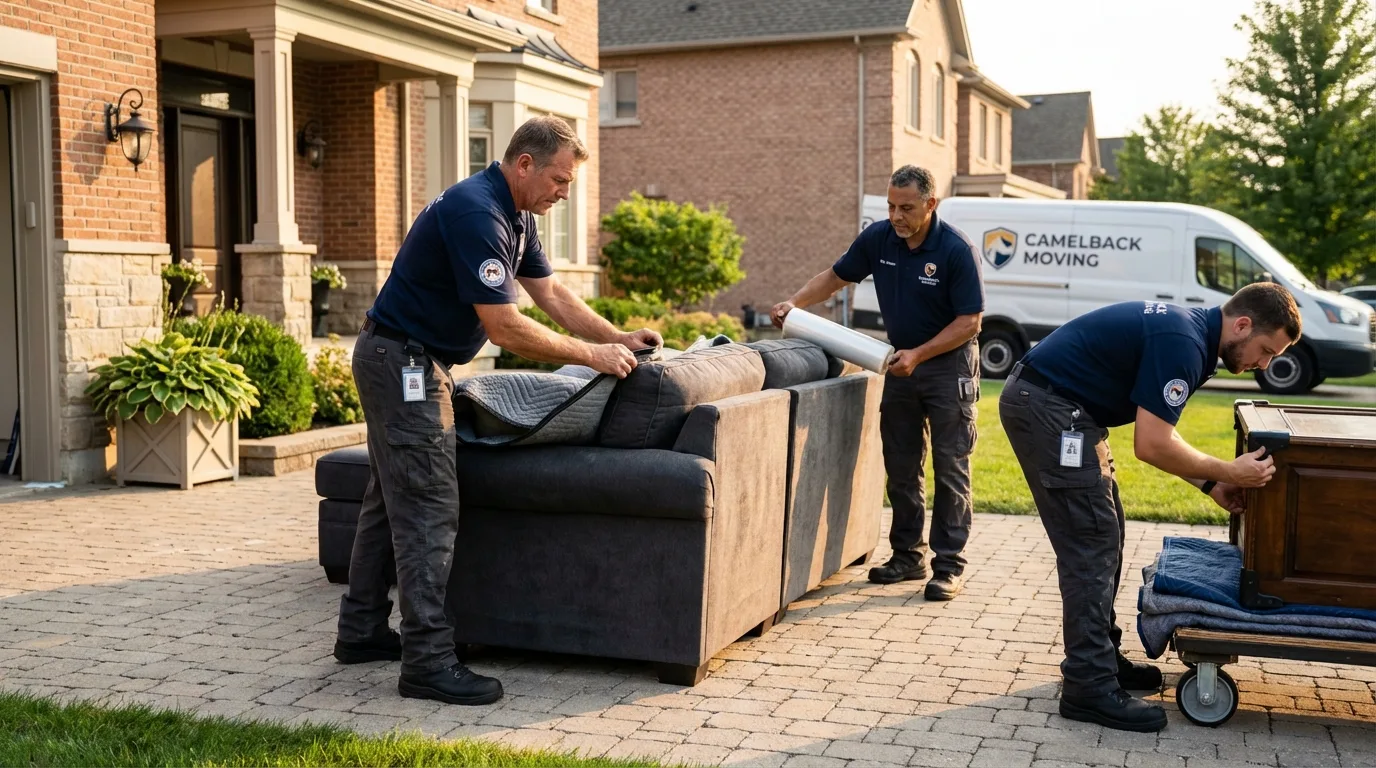 Large estate moving crew wrapping furniture in Vidor, TX