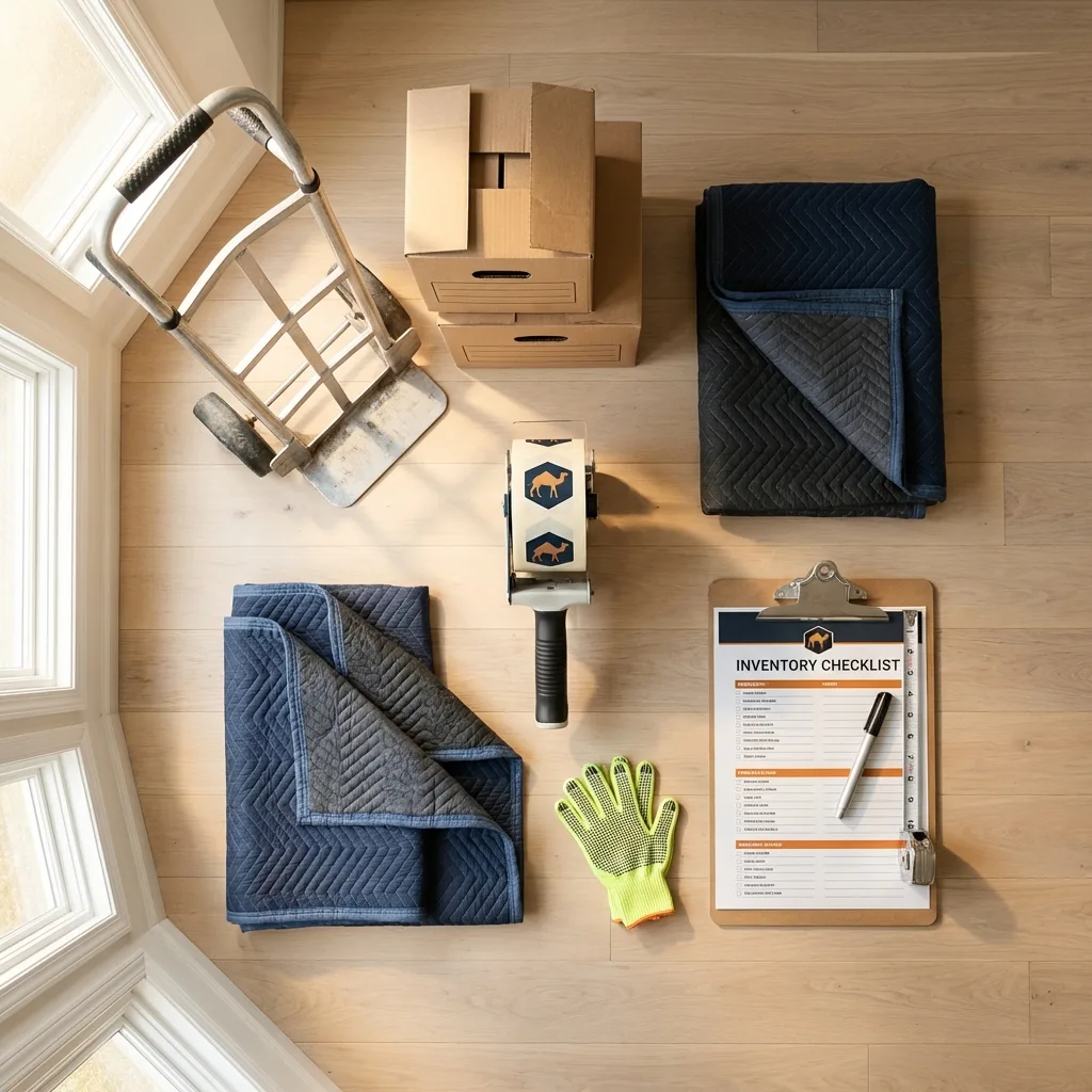 Professional moving supplies and packing materials layout for Vidor residential relocations